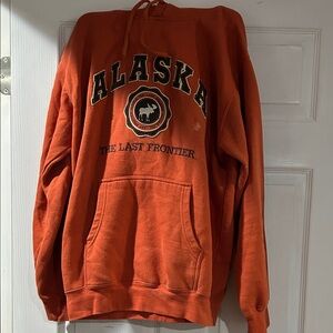 Alaska The Last Frontier Orange Hoodie Sz L